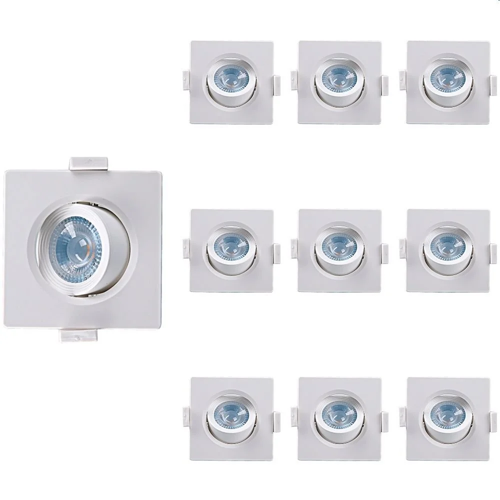 10 Spot De Led Taschibra Alltop Mr16 Quadrado 5w Bivolt 6500k Luz Branca