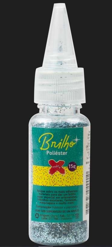 Glitter Poliester Bisnaga Azul Celeste 15g Un 7049 Make