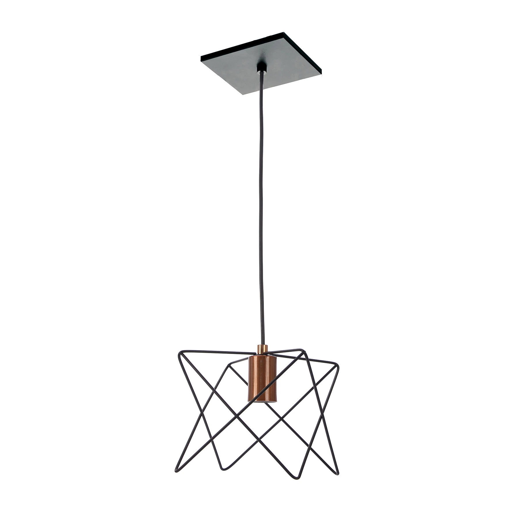 Pendente Aramado 1 Lâmpada Metal Preto Aramado Pantoja & Carmona