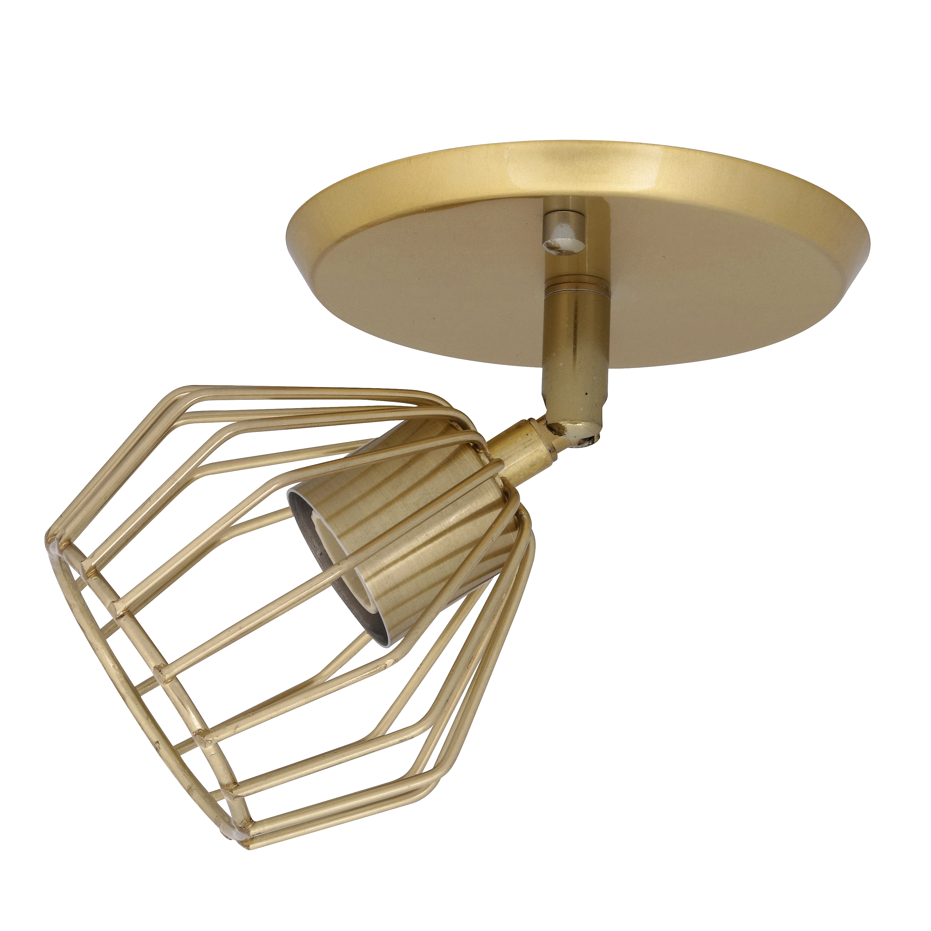 Plafon 1 Lâmpada Dourado Metal Aramado Pantoja &Carmona