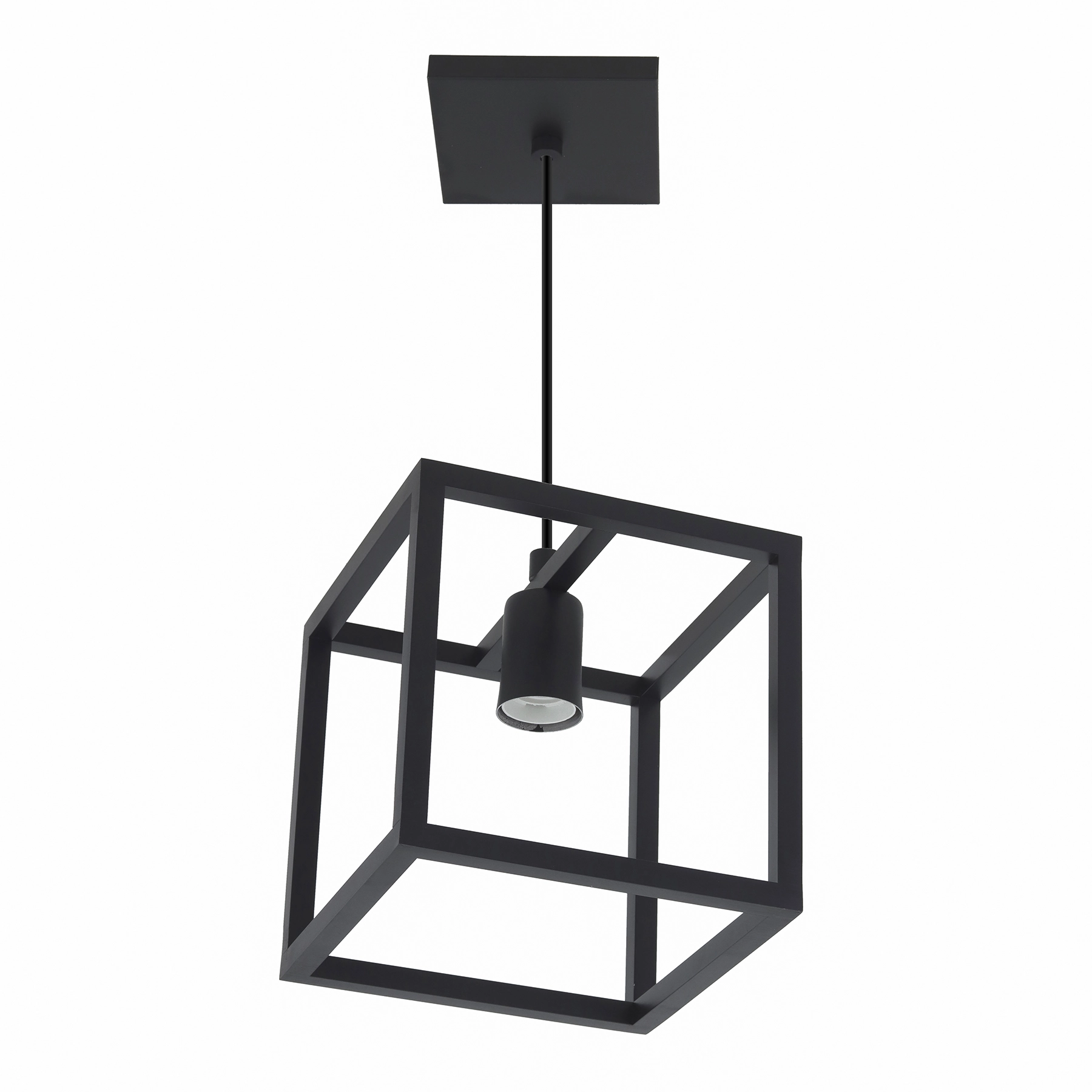 Pendente Retangular 1 Lâmpada Metal Preto Quadrado Pantoja & Carmona