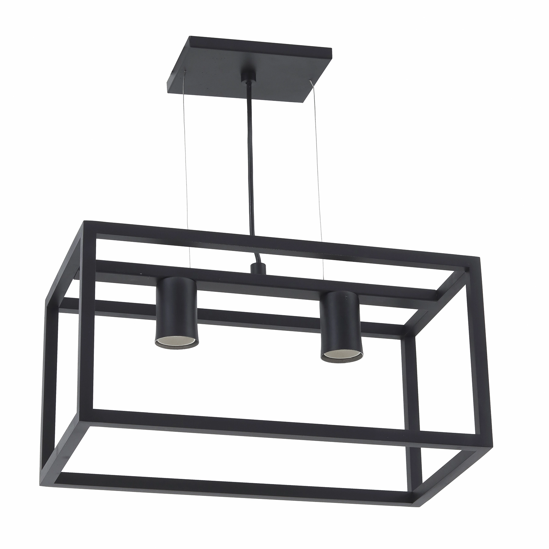 Pendente Retangular 2 Lâmpadas Metal Preto Retangular Pantoja & Carmona