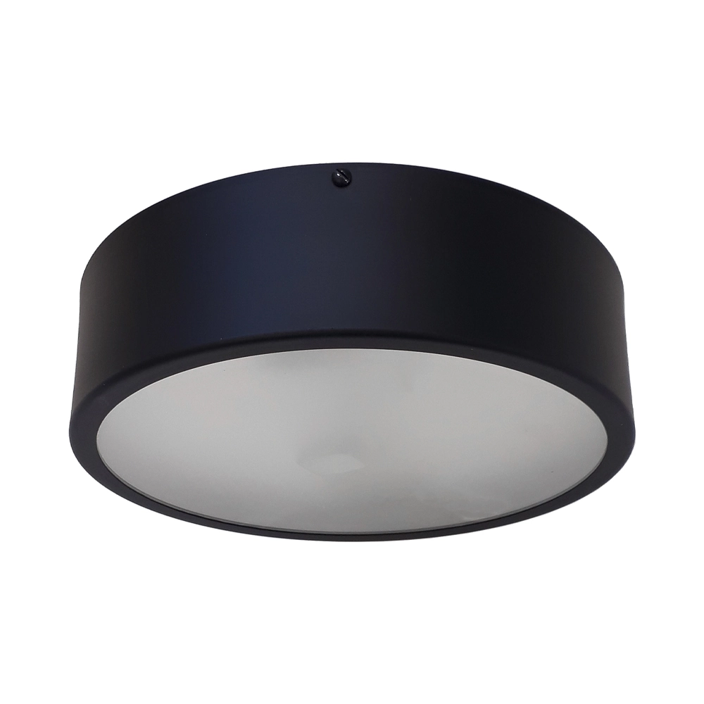 Plafon Redondo De Aluminio Preto 25cm