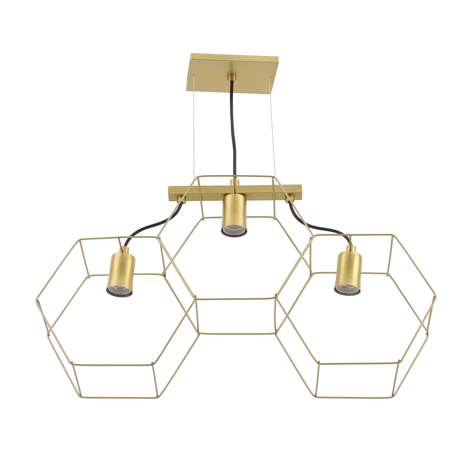 Pendente Linear 3 Lâmpadas Metal Dourado Pendente
