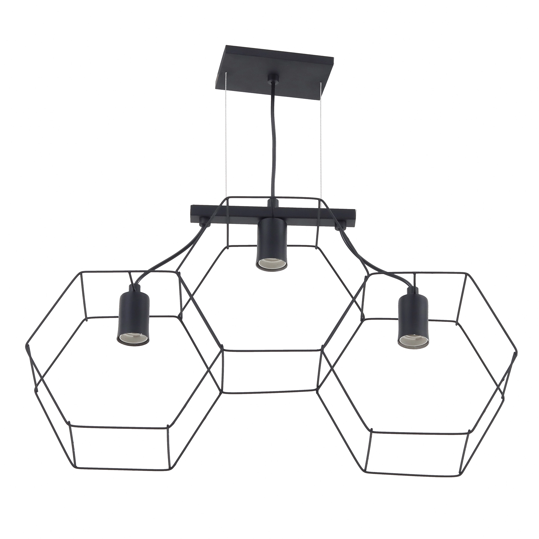 Pendente Linear 3 Lâmpadas Metal Preto Pendente