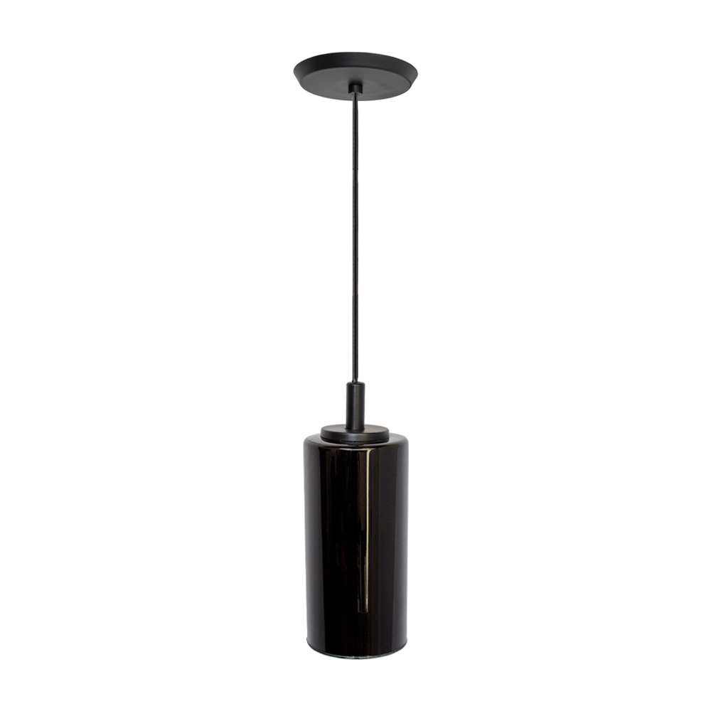 Pendente Cilindro Com Vidro Preto