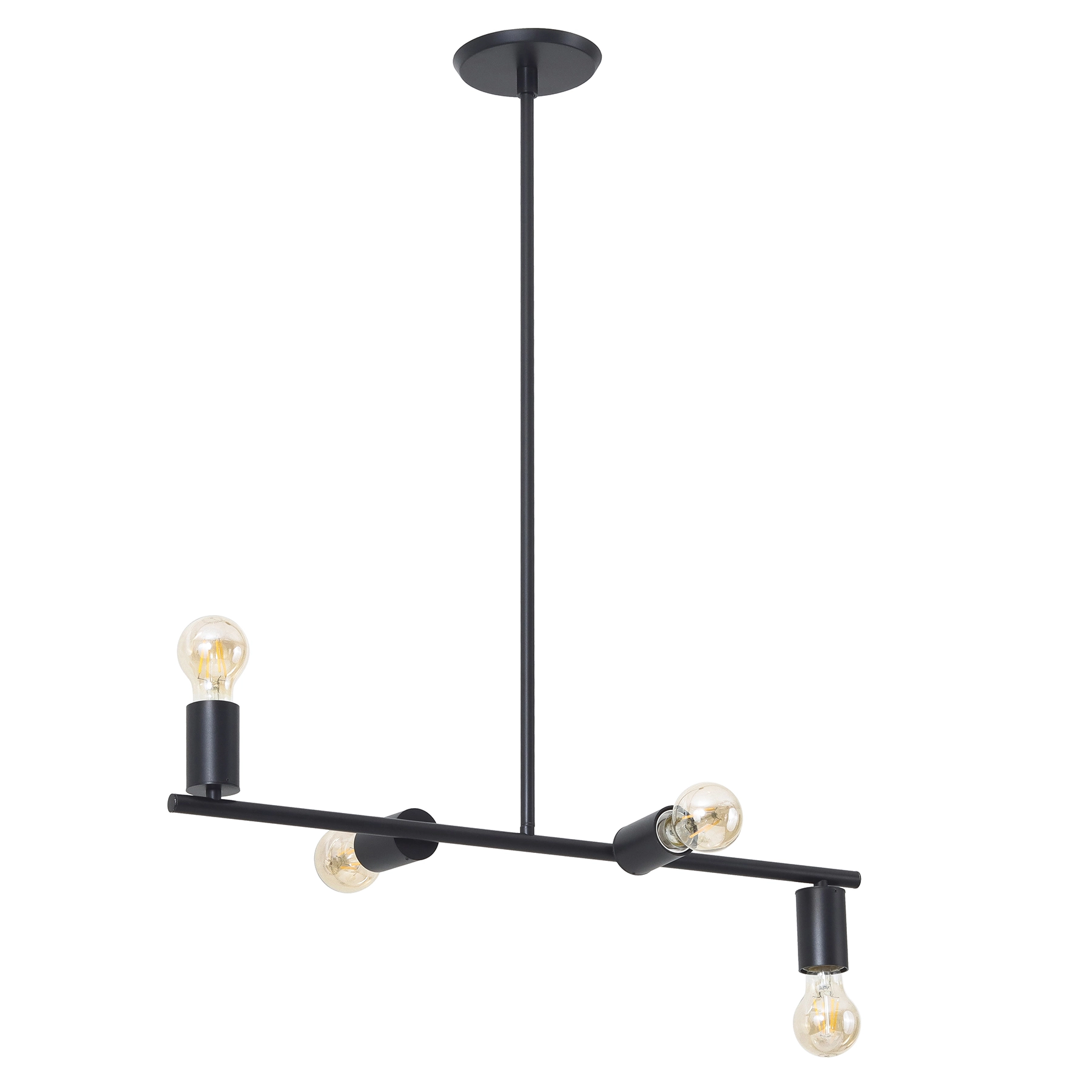 Pendente Linear 4 Lâmpadas Preto E27 Pantoja & Carmona