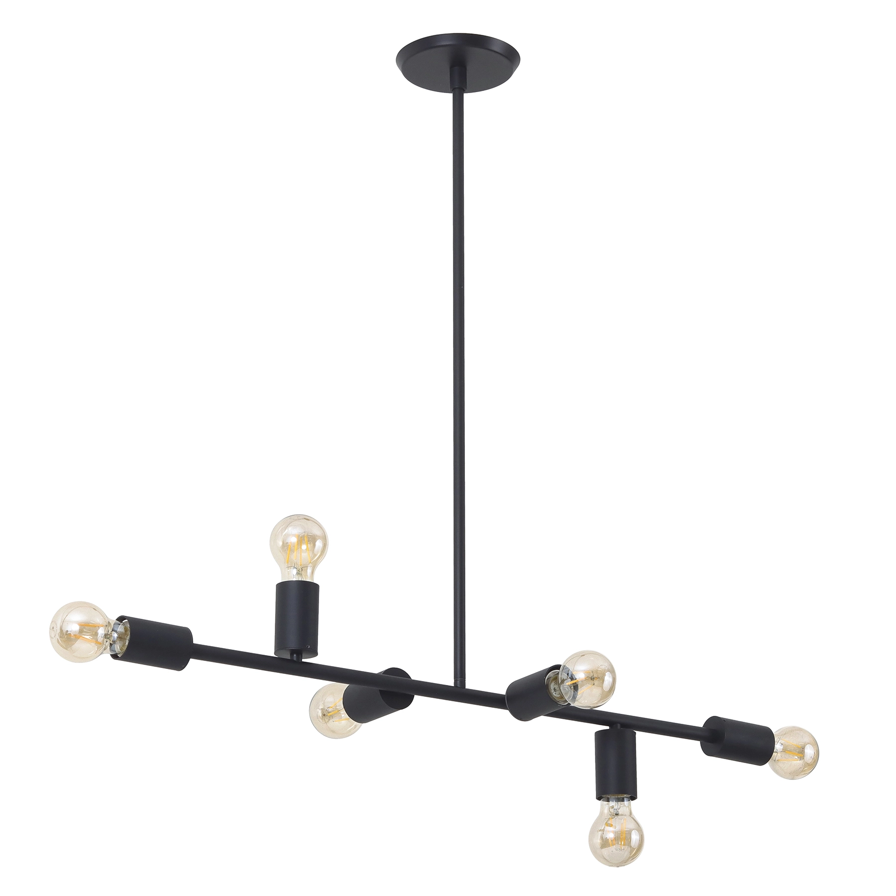 Pendente Linear 6 Lâmpadas Preto E27 Pantoja & Carmona