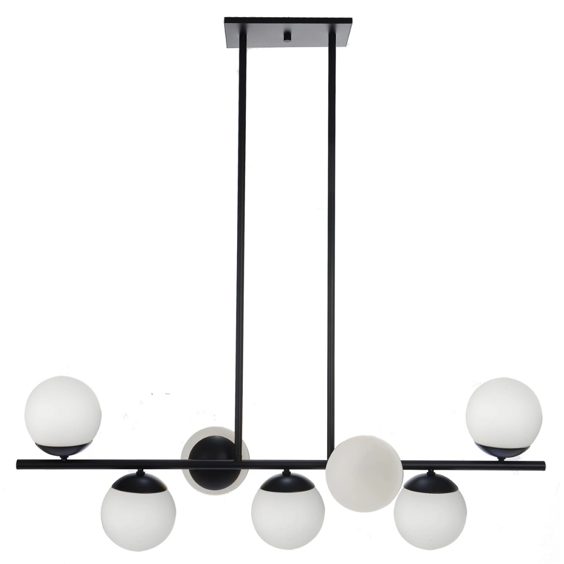 Pendente Linear 7 Lâmpadas com Haste Preto Pantoja & Carmona