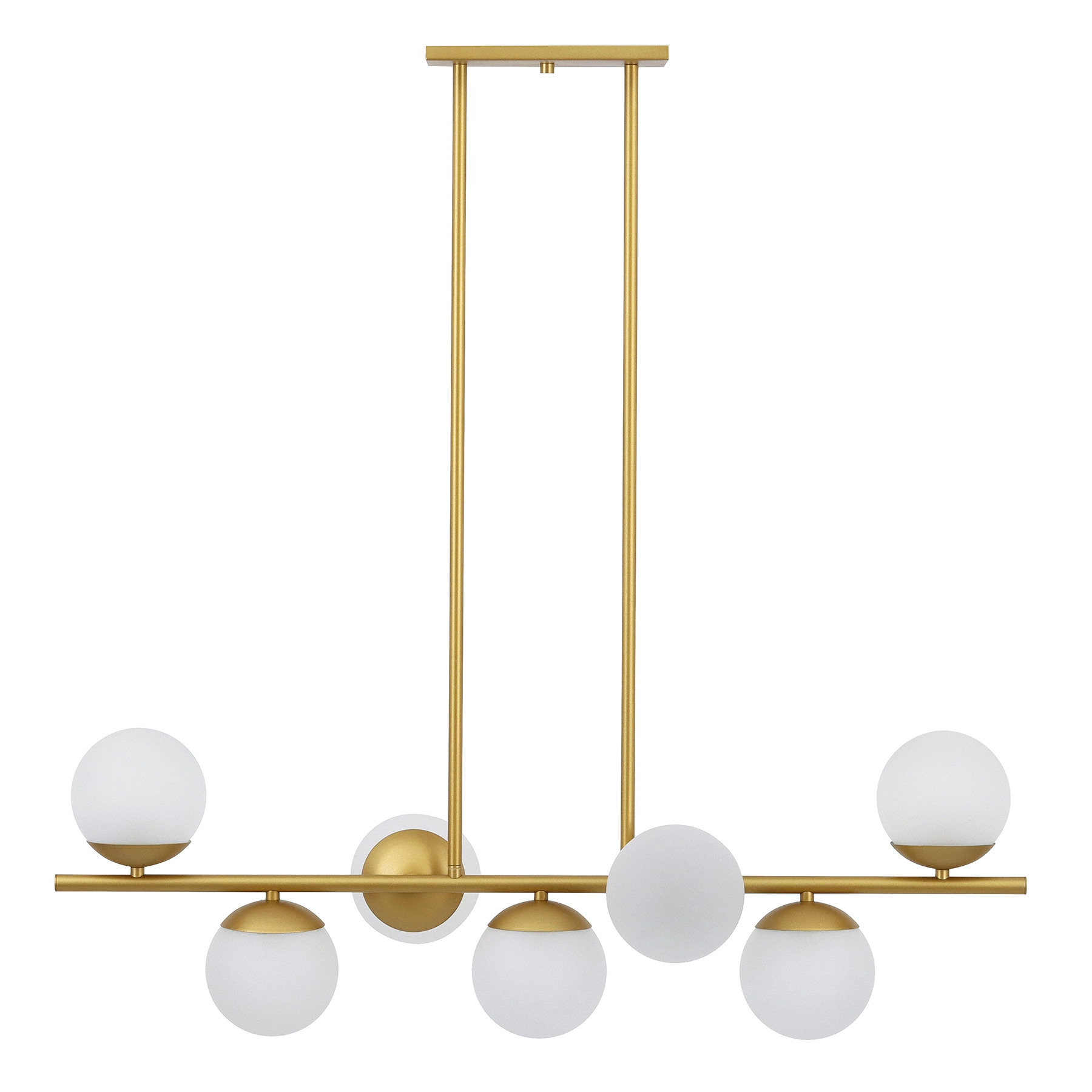Pendente Linear 7 Lâmpadas com Haste Dourado Fosco Pantoja & Carmona
