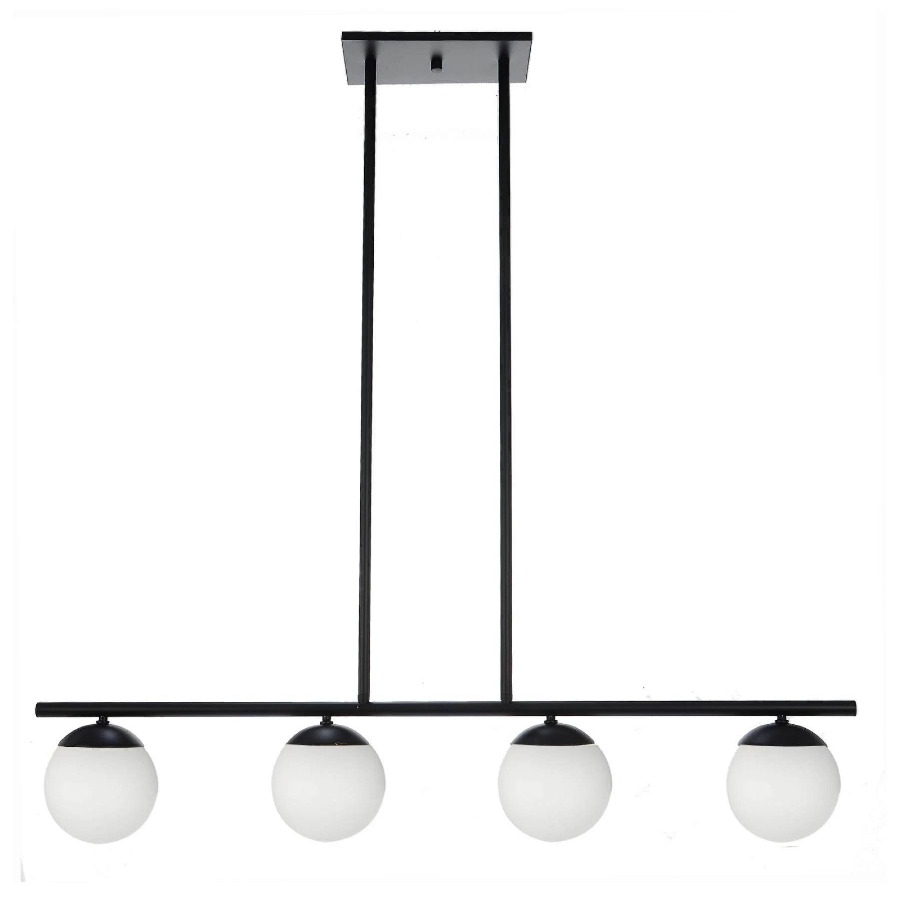 Pendente Linear 4 Lâmpadas com Haste Preto Pantoja & Carmona