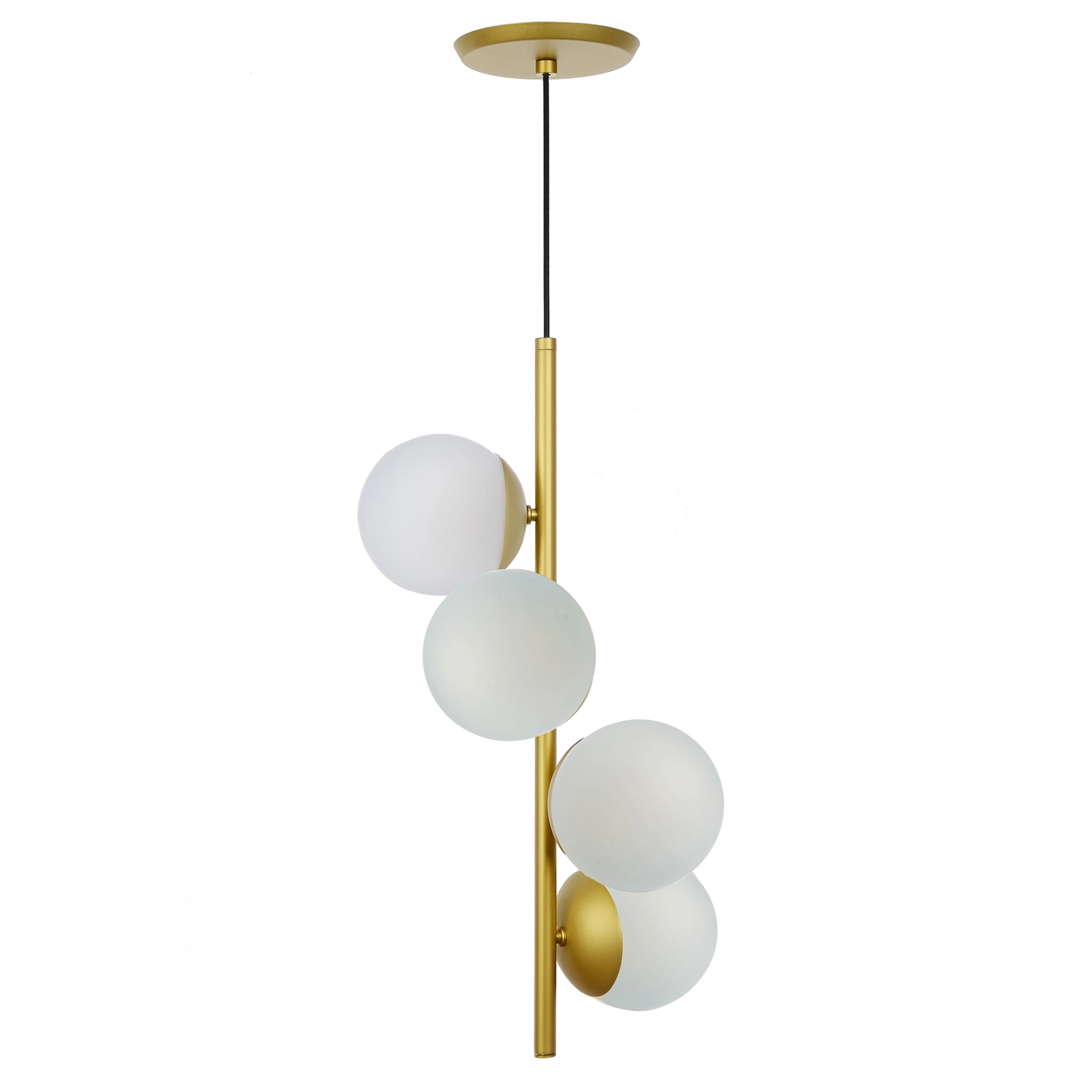 Pendente Linear 4 Lâmpadas Vertical Dourado Transparente Pantoja & Carmona