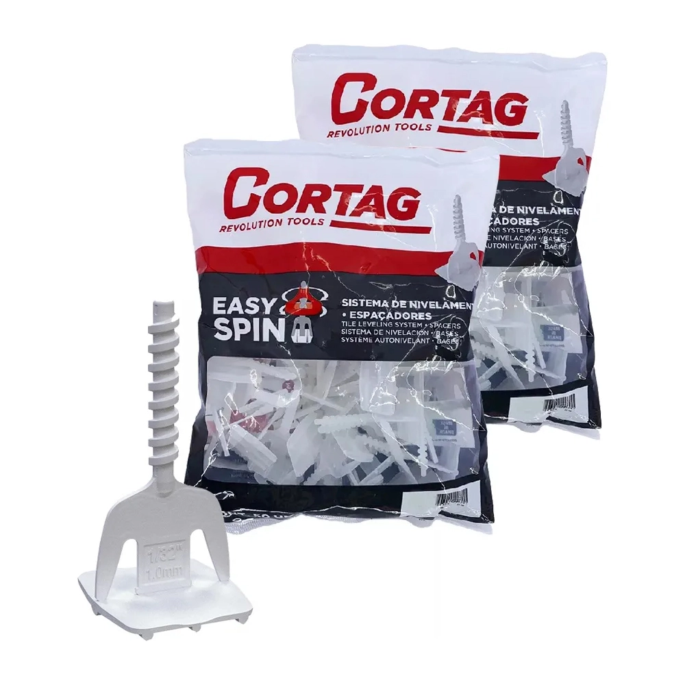 Kit 100 Espaçador Nivelador Piso Easy Spin Rosca 1mm Cortag