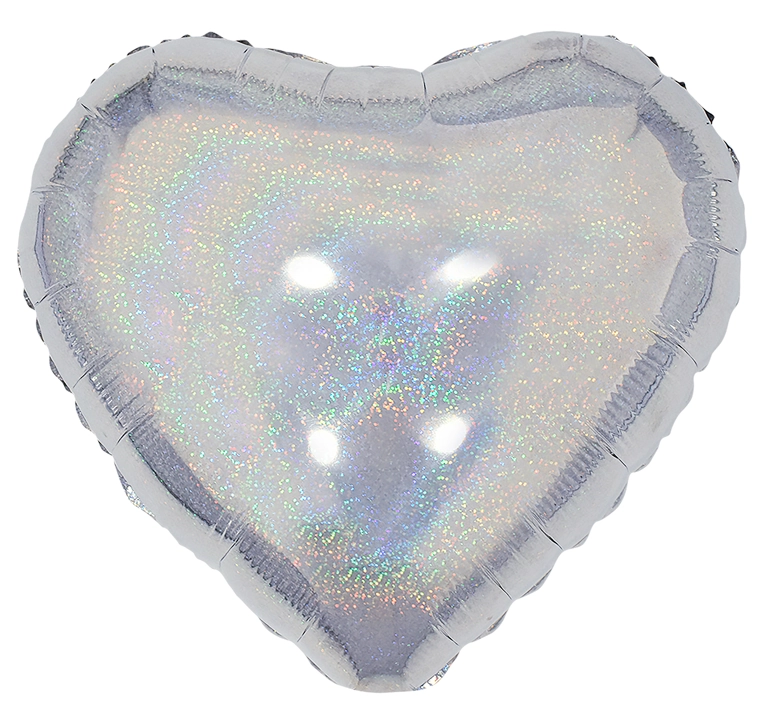 Balao Metalizado Coracao Prata Holografico 18 45cm 8640 Make