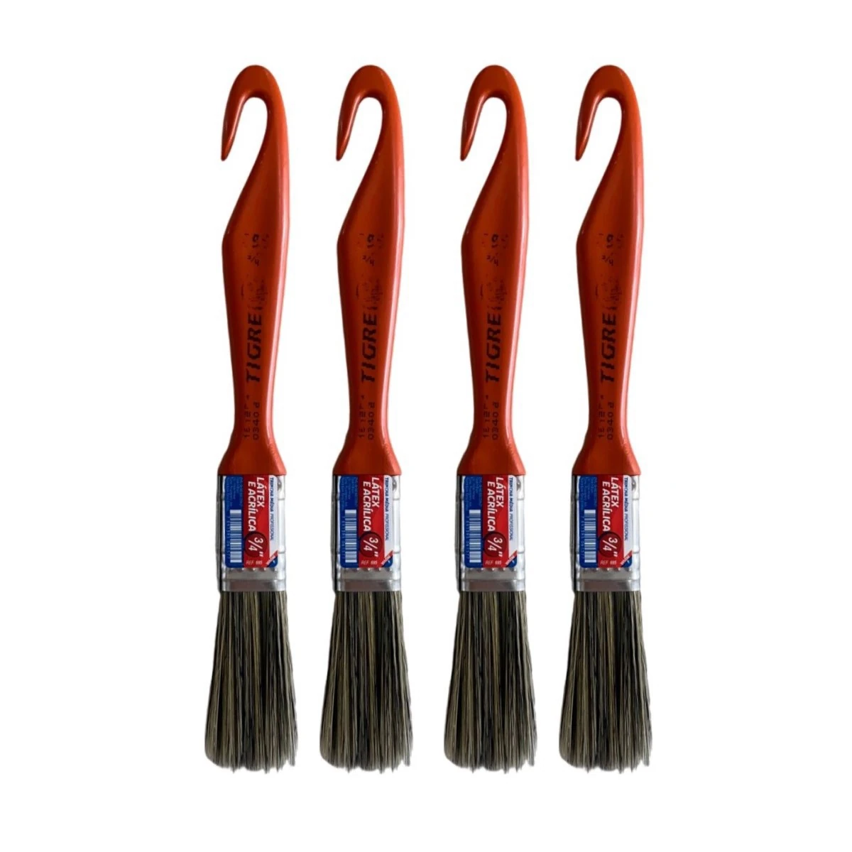 Kit 4 Trincha Pincel P/ Pintura Látex Acrílica 3/4 Tigre
