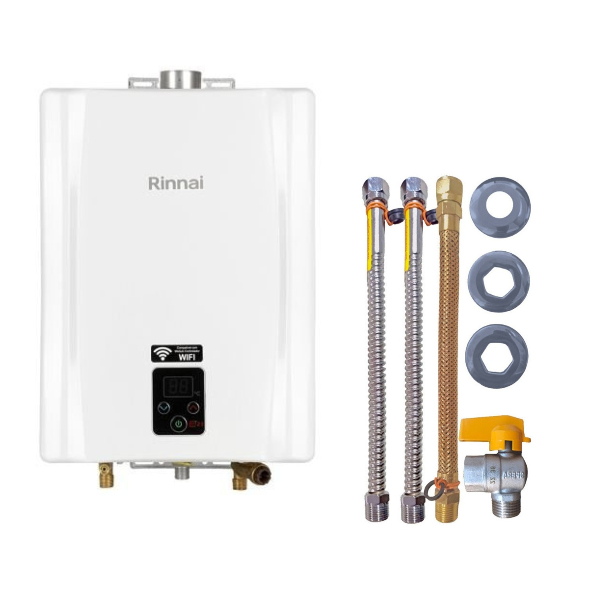 Aquecedor De Água A Gás Rinnai E21 Feh 21 Litros Branco Kit Ligação Gàs:gn