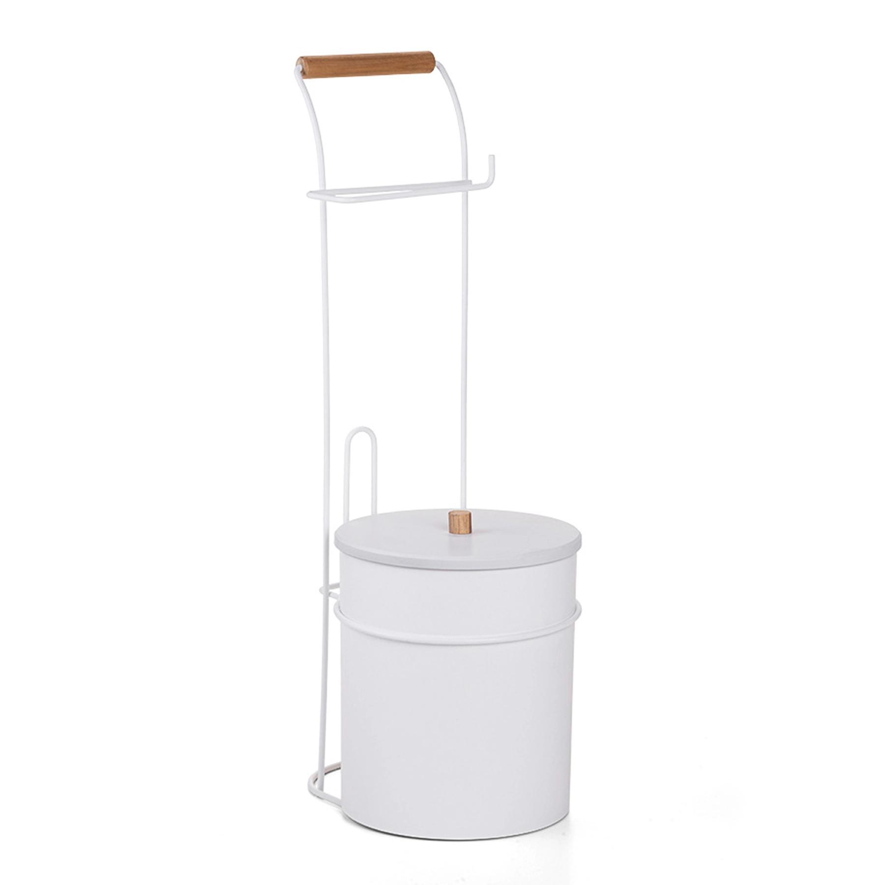 Porta Papel Higiênico com Lixeira de Chão Aço White ECO Design Arthi