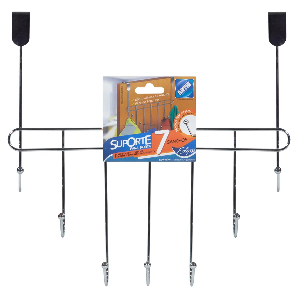 Suporte Para Porta 7 Ganchos Arthi Eclipse