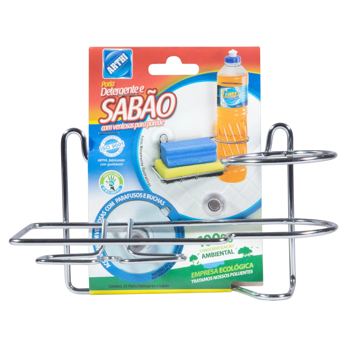 Porta Detergente E Bucha com Fixação por Sucção
