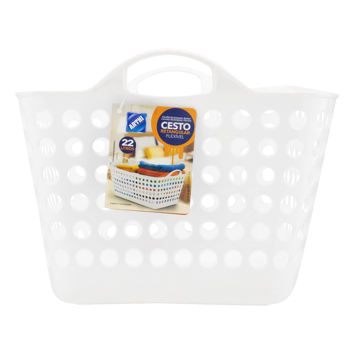 Cesto Multiuso Flexível Branco Retangular 22l Arthi