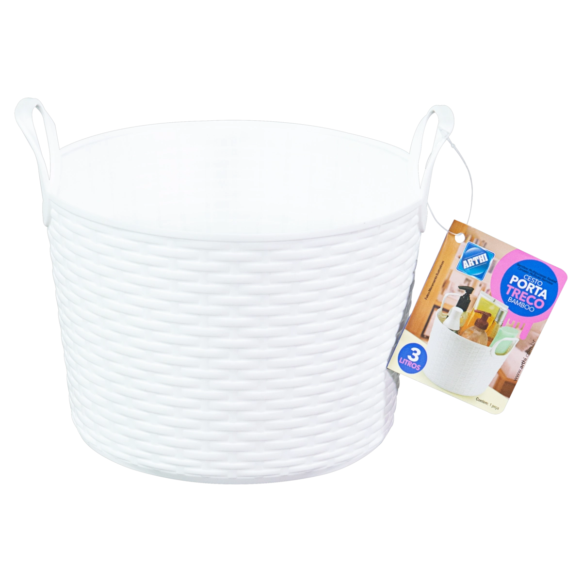Cesto Porta Treco Branco Bamboo 3l Arthi
