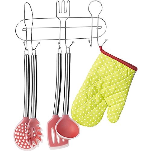 Suporte para Utensílios de Cozinha em Aço com 6 Ganchos Querida Cromado