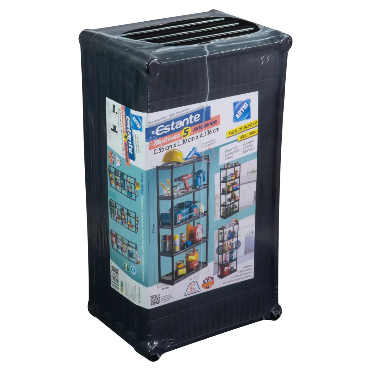 Estante Multiuso 5 Andares 5kg Arthi 55cm X 30cm X 136cm