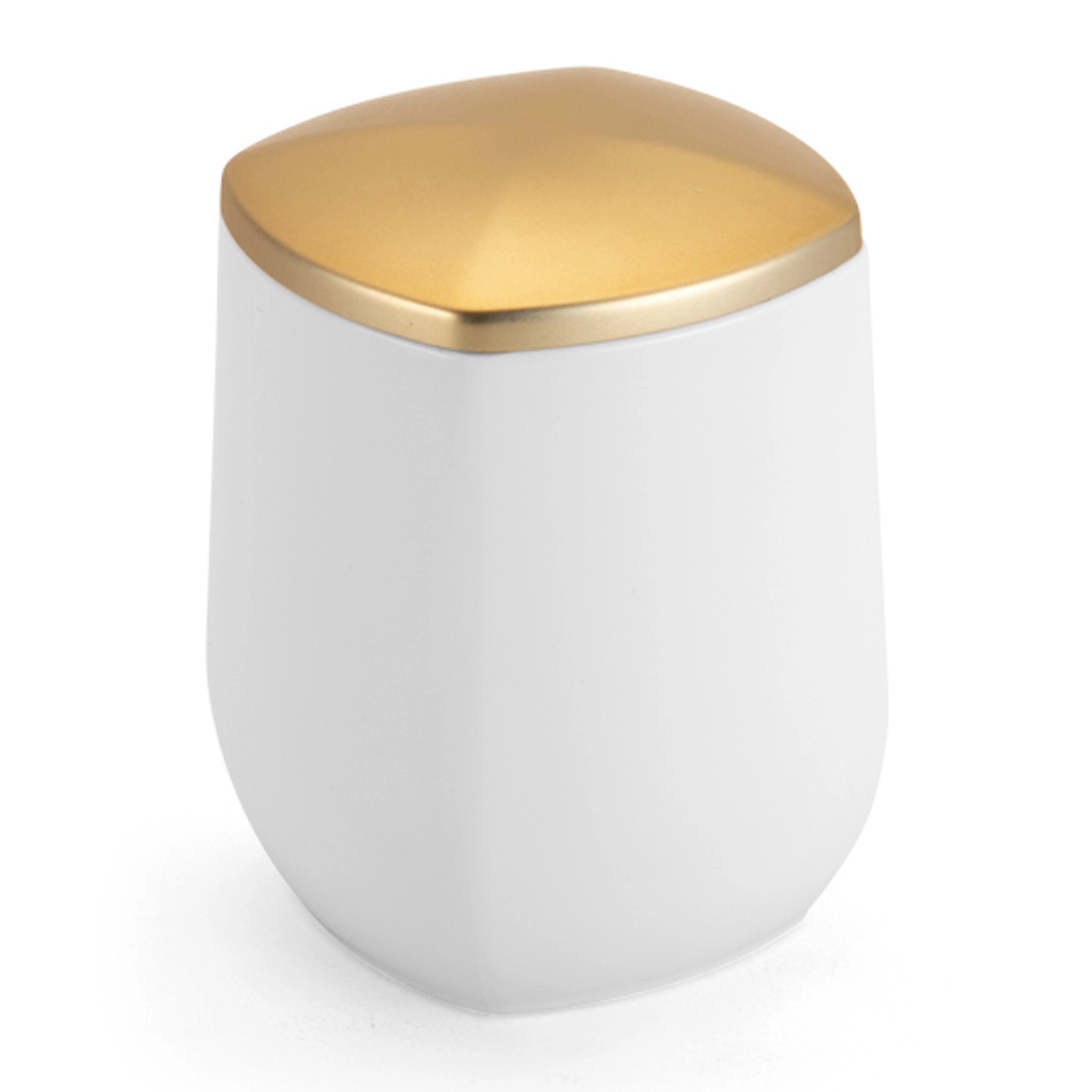 Porta Algodão de Bancada para Banheiro Plástico Branco e Dourado Fosco Conceito Arthi
