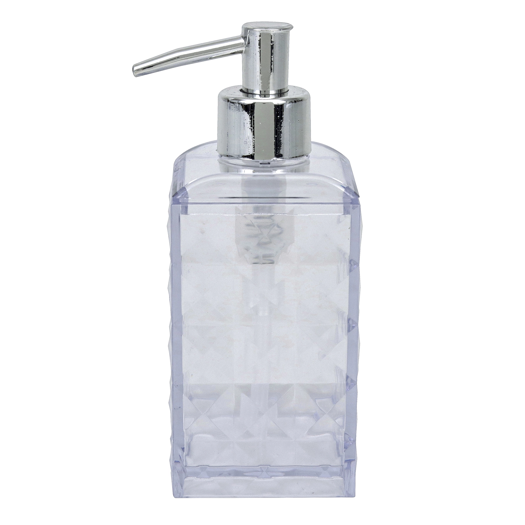 Porta Sabonete Líquido de Bancada para Banheiro 285ml Plástico Transparente Diamante Arthi