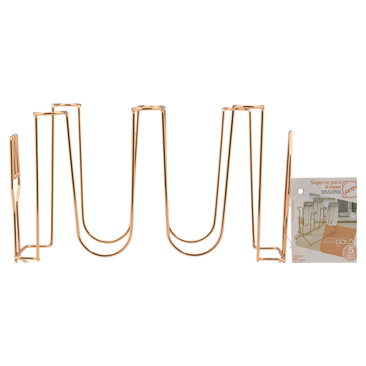 Porta Copos Para 6 Unidades Rose Gold