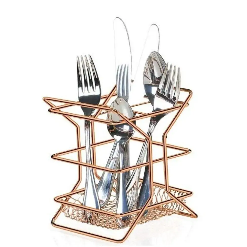 Porta Talheres com Divisória Rose Gold Aço - Arthi