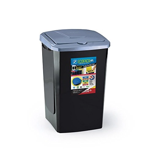 Lixeira com Tampa Ecofácil 40 Litros Preta E Azul