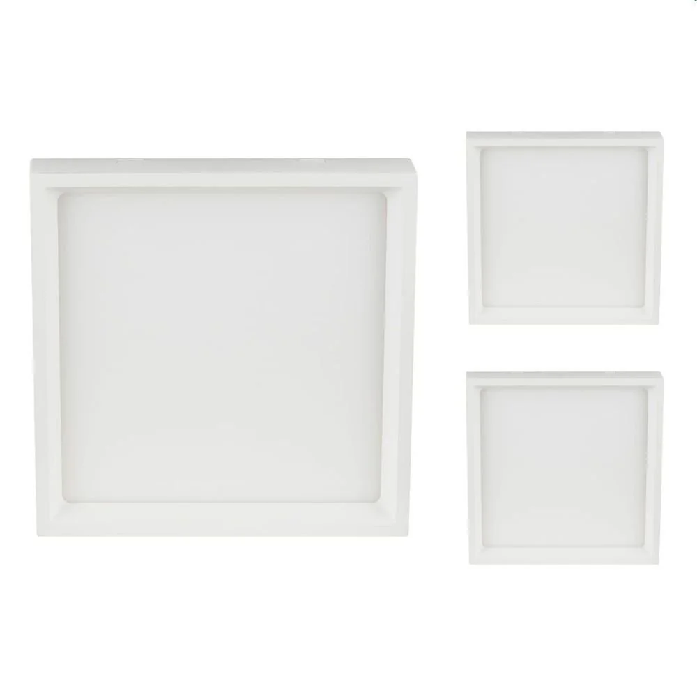 3 Painel De Led Stella Quadrado Deep De Sobrepor Recuado 22w Bivolt Branco 3000k Luz Amarela