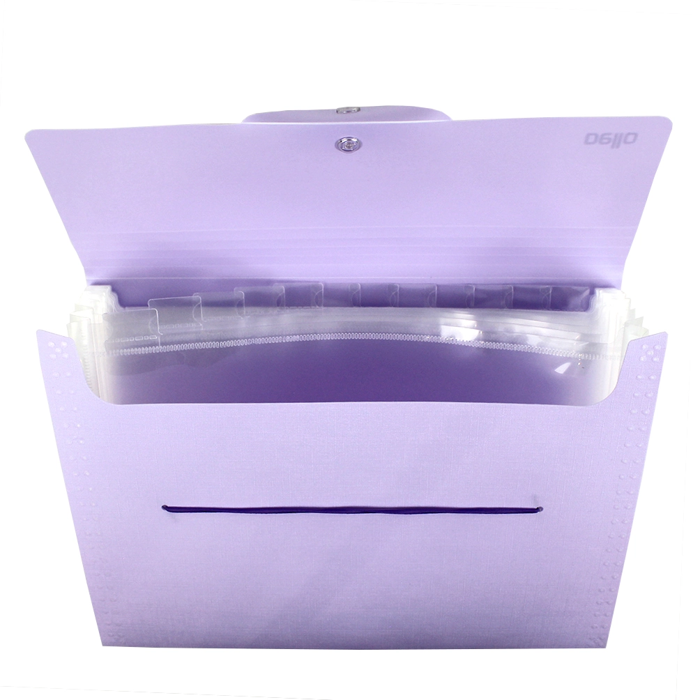 Pasta Sanfonada Plastica A4 12divisões Linho Serena Lilas Pastel 01 Unidade Dello, Lilas