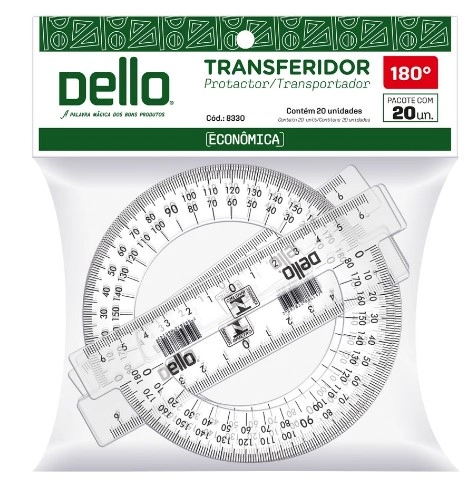 Transferidor Potencia Cristal 180 Graus 8321.h.0200 Dello