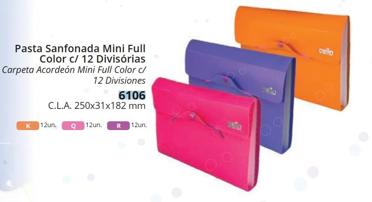 Pasta Sanfonada Mini Full Color Pink 12 Divisorias 6106.q.0012 Dello