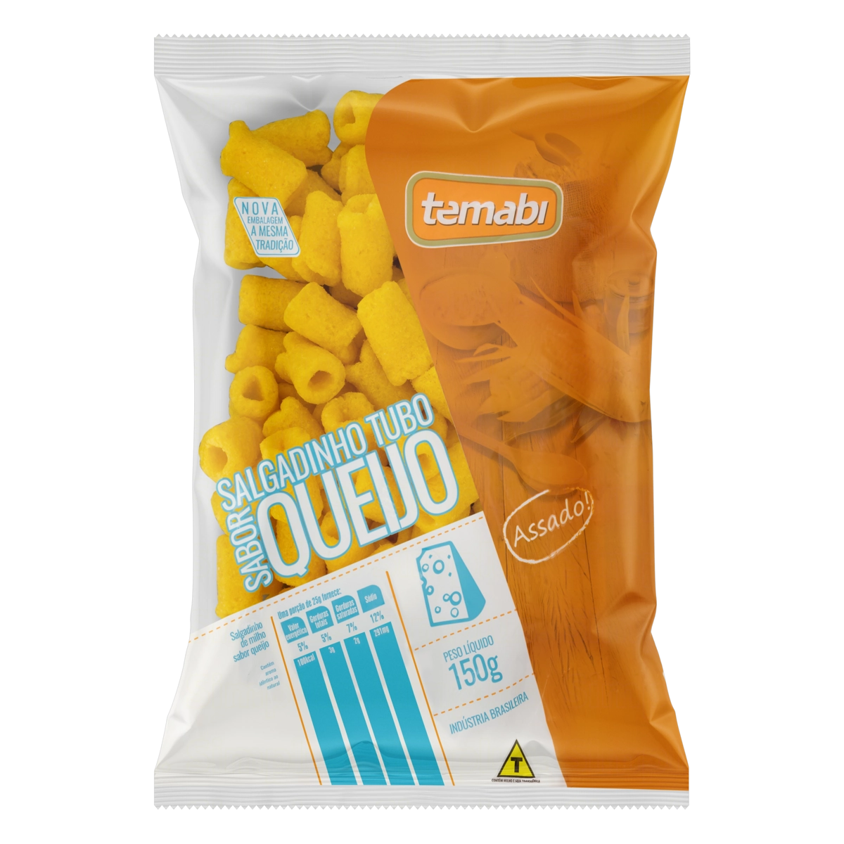Salgadinho De Milho Tubo Queijo Temabi Pacote 150g