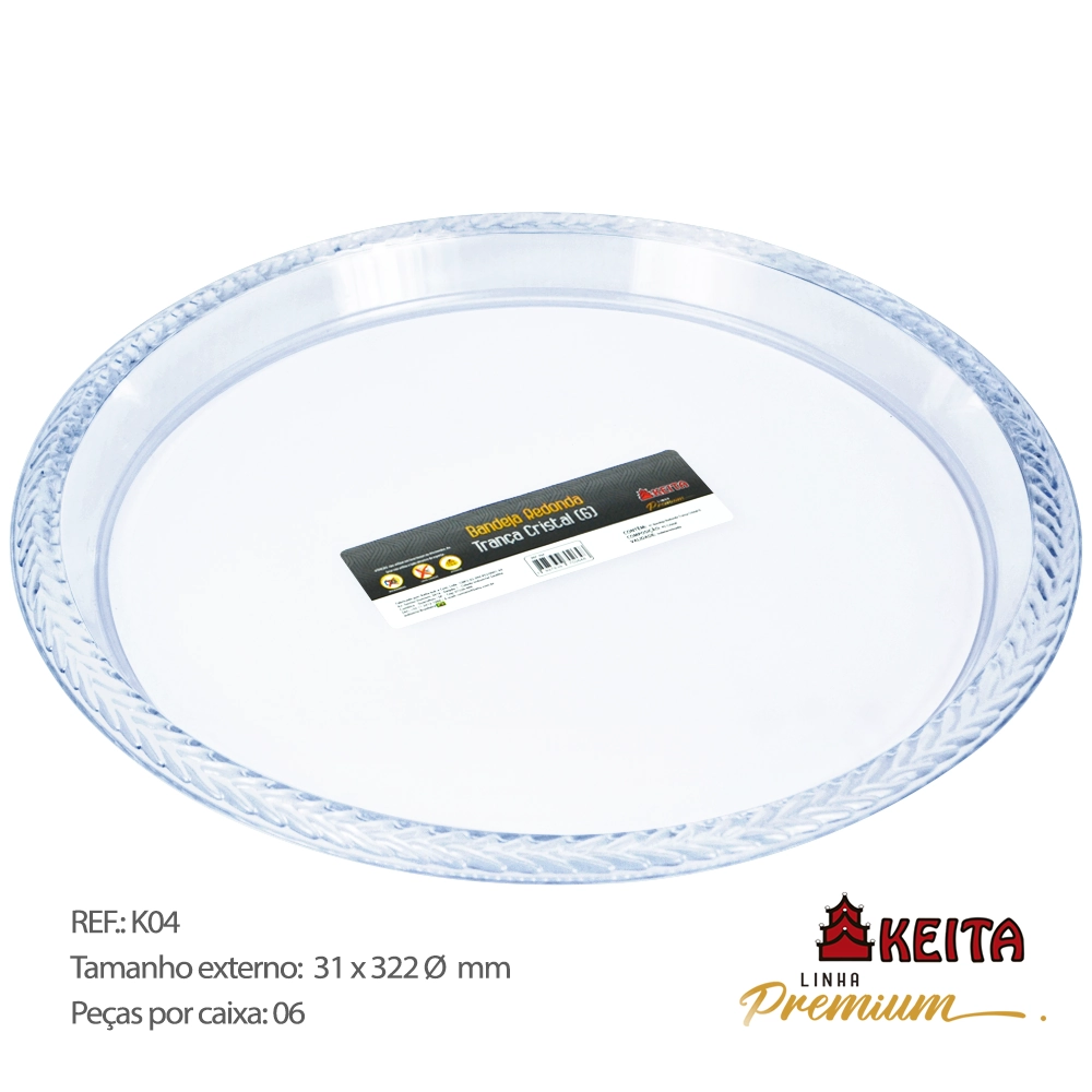 Bandeja Redonda Tranca Cristal Keita