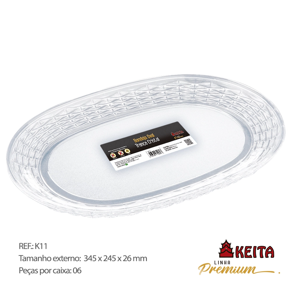 Bandeja Oval Keita Tranca Cristal K11