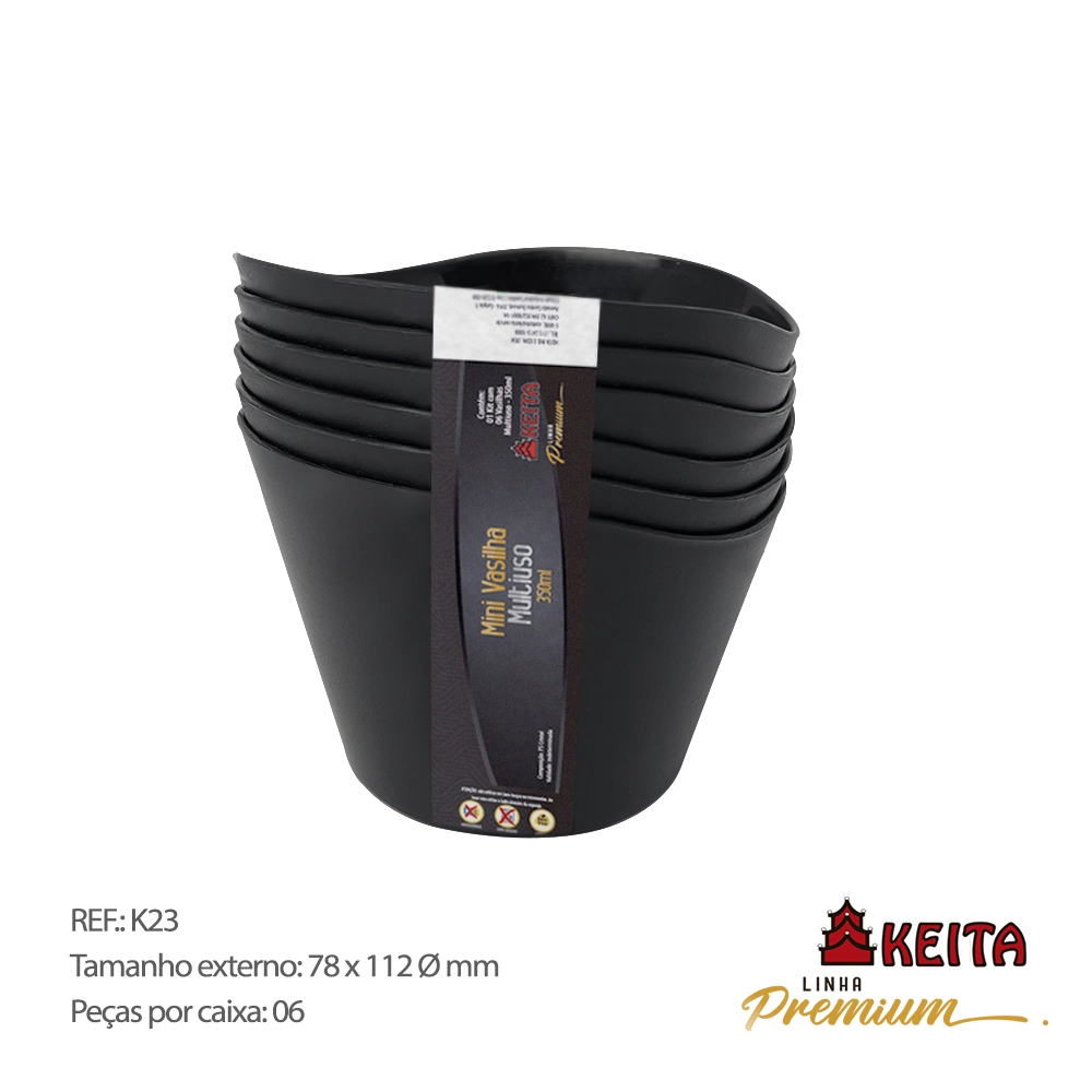 Mini Vasilha Multiuso Keita Preta 350ml C/6