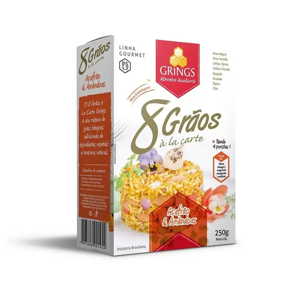 8 Graos Acafrao Amendoas Grings 250g