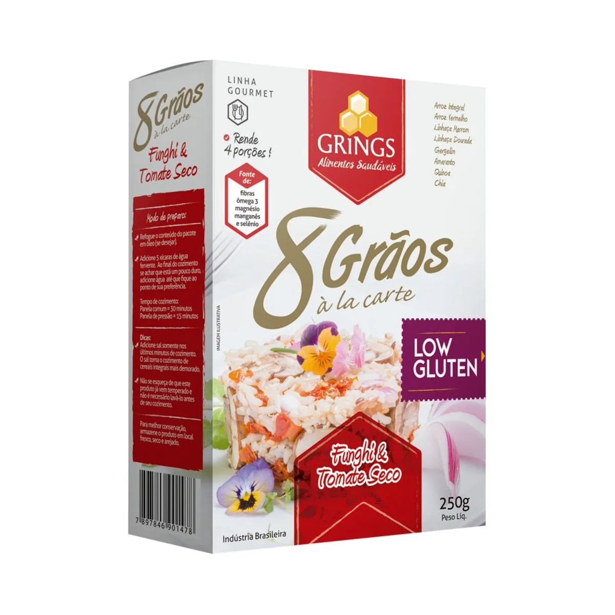 8 Graos Funghi Secchi C/ Tomate Seco Grings 250g