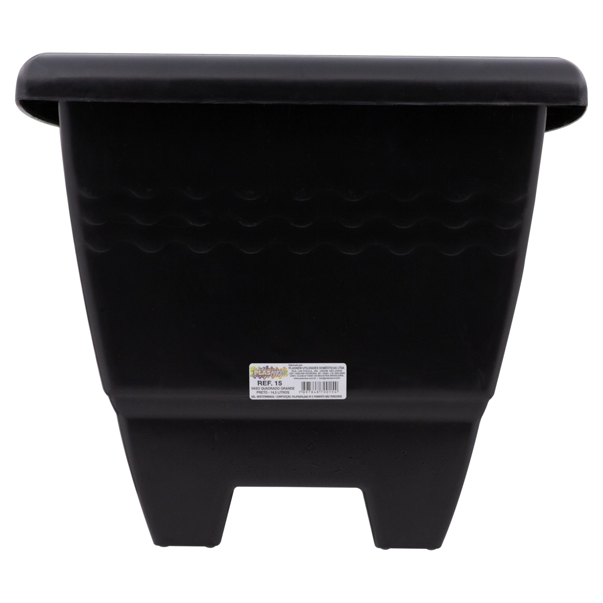 Vaso Preto Quadrado 14,5l Plasnew Grande