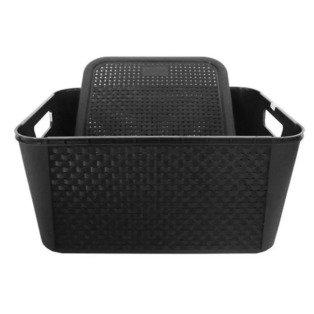 Organizador Rattan Preto 8,8lt Plasnew