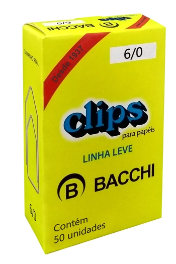 Clips P/ Papel Bacchi Linha Leve 6/0 C/50un 1076546
