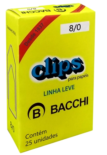 Clips Galvanizado 8/0 Linha Leve R. Atacado Caixa C/25 Bacchi