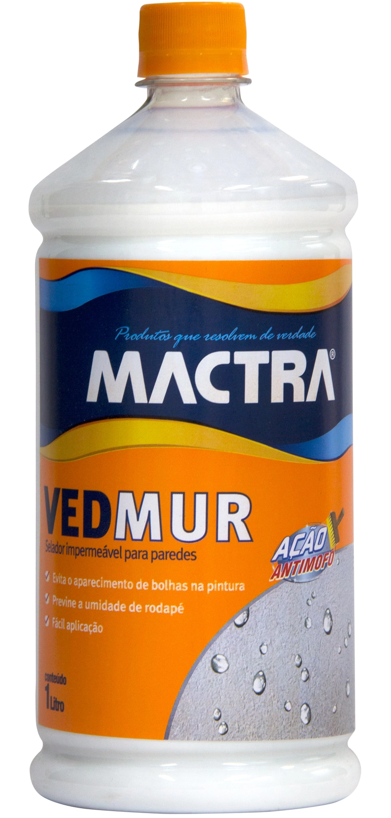 Selador Impermeável Vedmur Mactra 1 Litro P/ Paredes Rodapé Reboco Antimofo / Previne Umidade