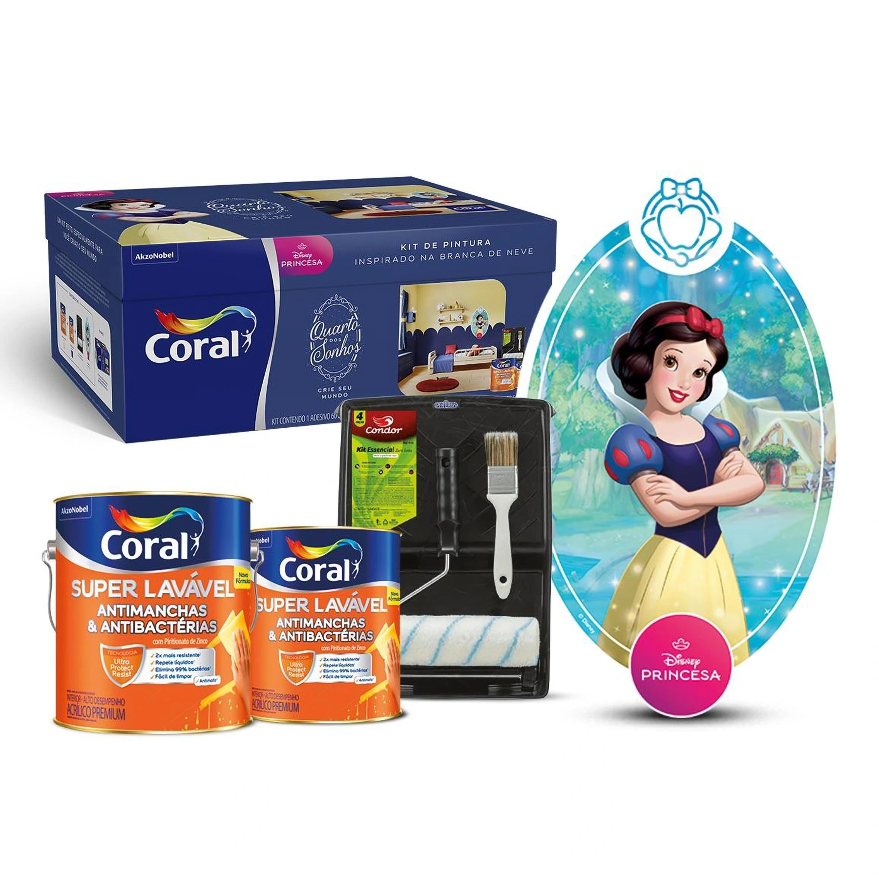 Kit de Pintura Princesa da Disney Branca De Neve 4,4L Coral