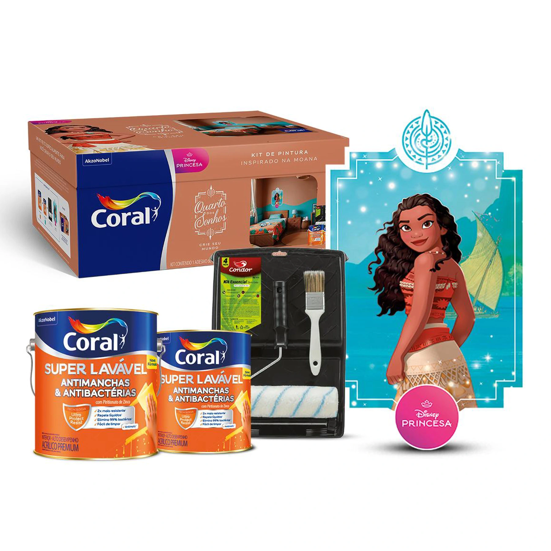 Kit De Pintura Princesa da Disney Moana 4,4L Coral