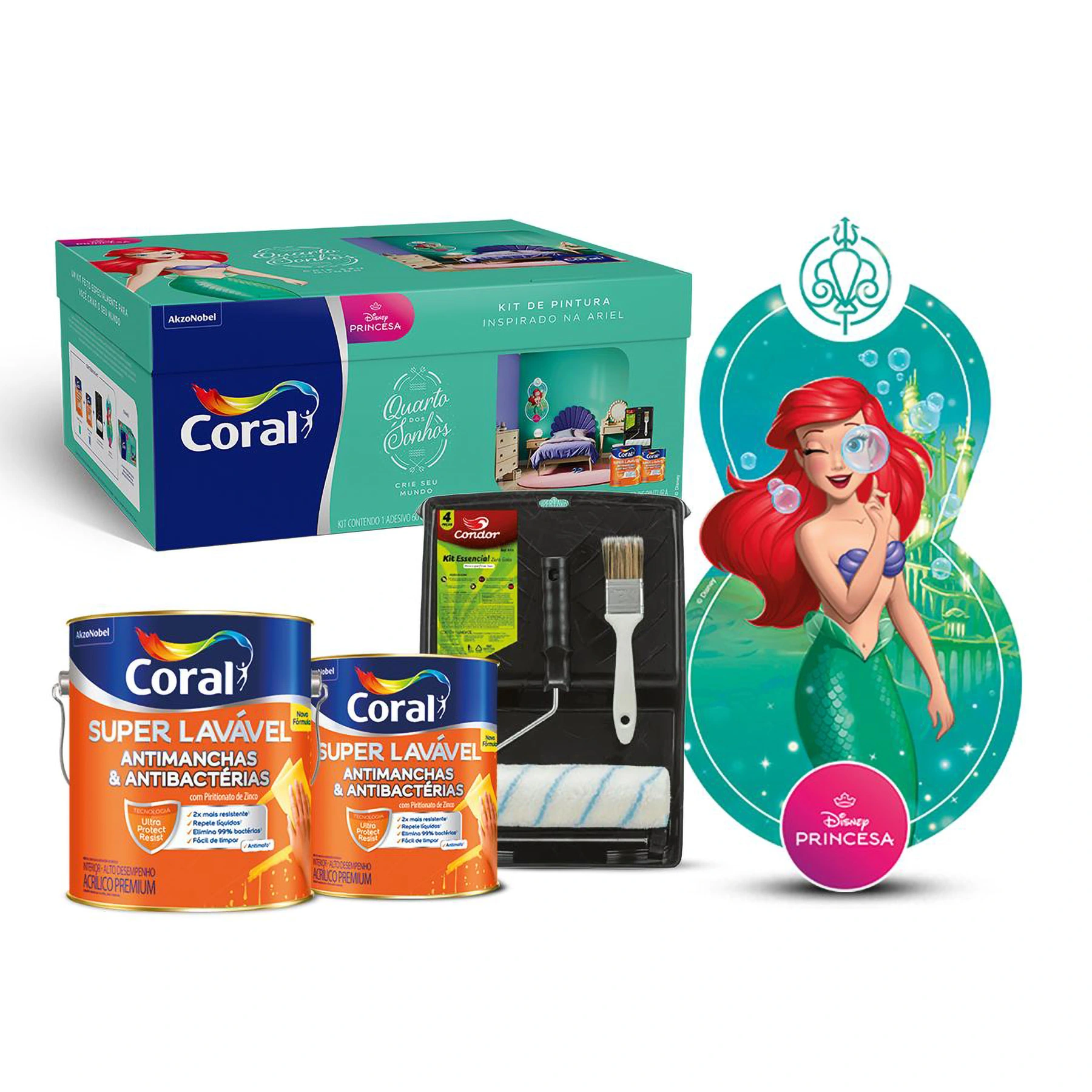 Kit De Pintura Princesa da Disney Ariel 4,4L Coral